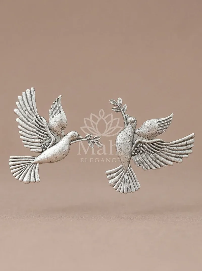 Bird In Flight Studs — Brass Earring