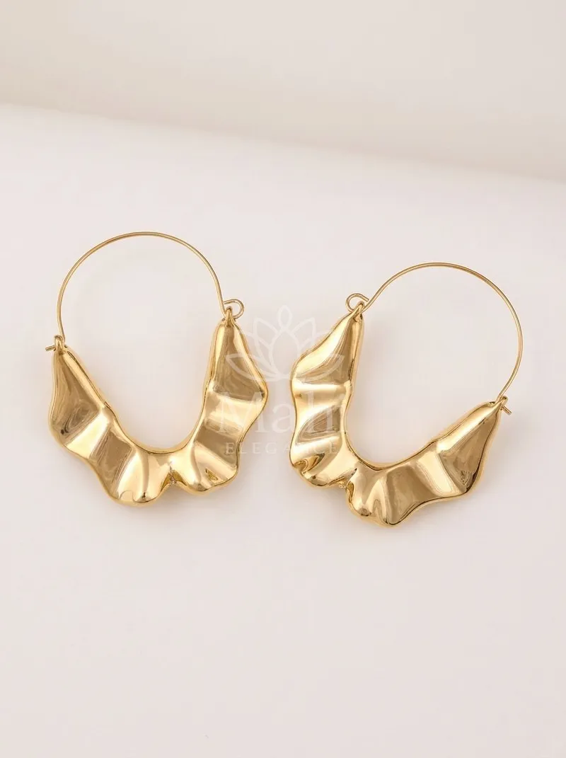 Crinkled Foil Hoop Earrings — Copper Alloy Earring