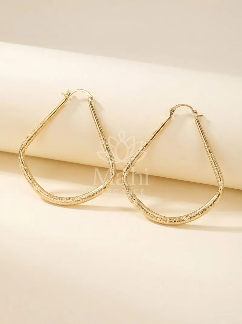Textured Teardrop Hoops — Copper Alloy Earring
