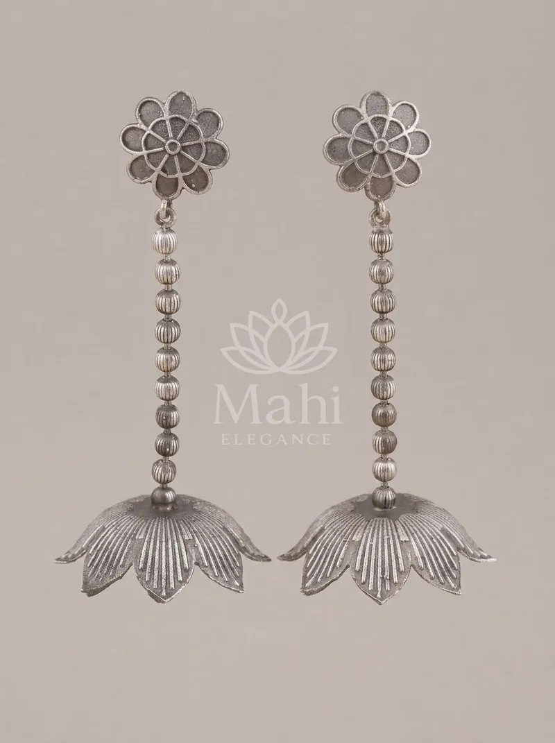Lotus Bloom Beaded Jhumkas — Earring