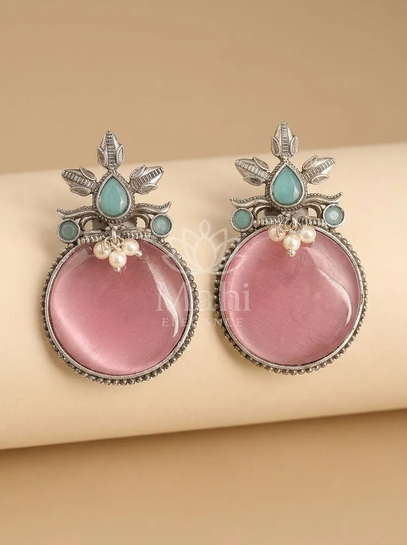 Leaf Motif Round Studs — Brass Earring