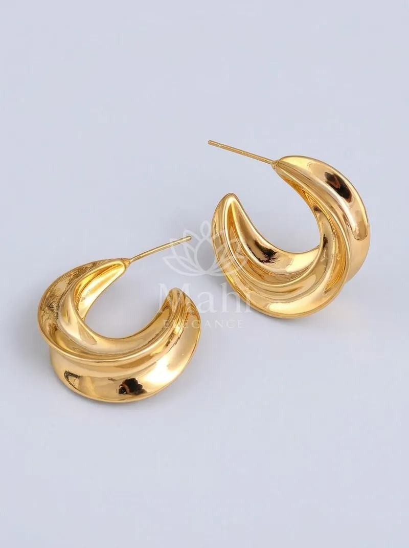Twisted Ridge Gold Hoops — Copper Alloy Earring