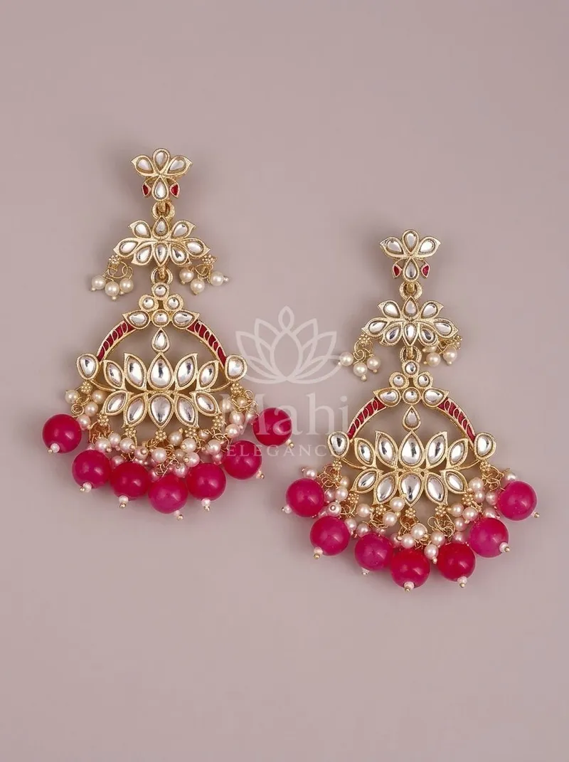 Kundan Floral Chandbali Danglers — Alloy Earring