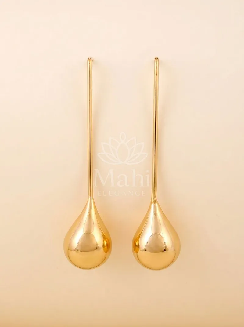 Long Teardrop Stick Studs — Copper Alloy Earring