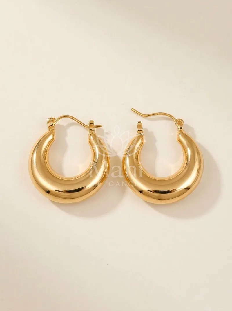 Chunky Domed Crescent Hoops — Copper Alloy Earring
