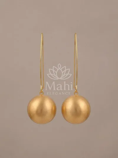 Brushed Gold Sphere Danglers — Earring