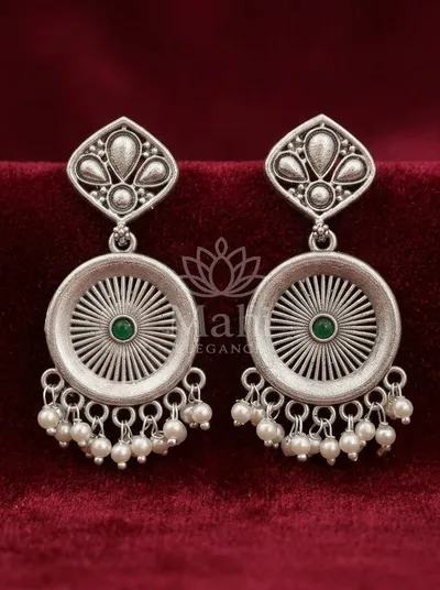 Sunburst Stone Pearl Danglers — Earring