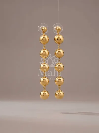 Graduated Gold Bead Danglers — Earring